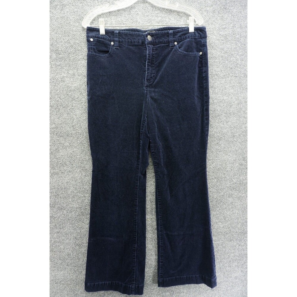 Talbots Flawless Five-Pocket Flare Corduroy Pants Size 12P Navy Blue Petites